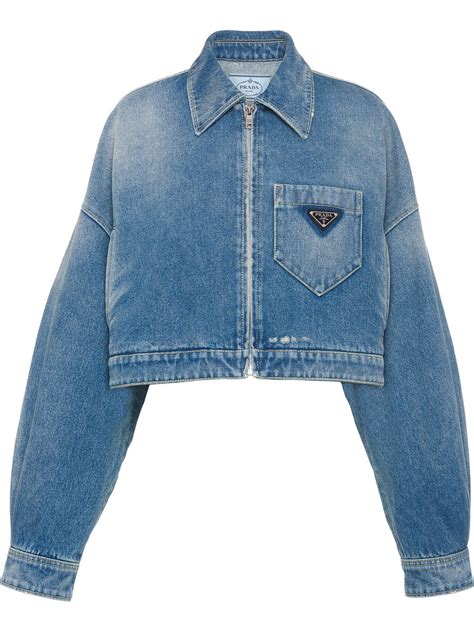 prada crop jean jacket|designer Prada denim jacket.